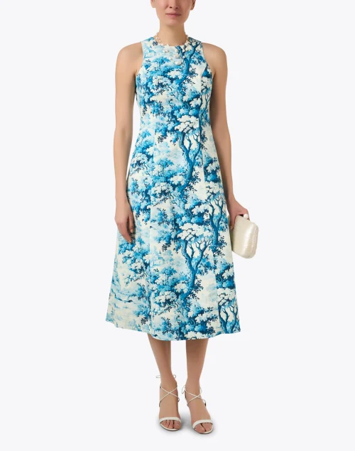 Louisa Ivory and Blue Print Dress