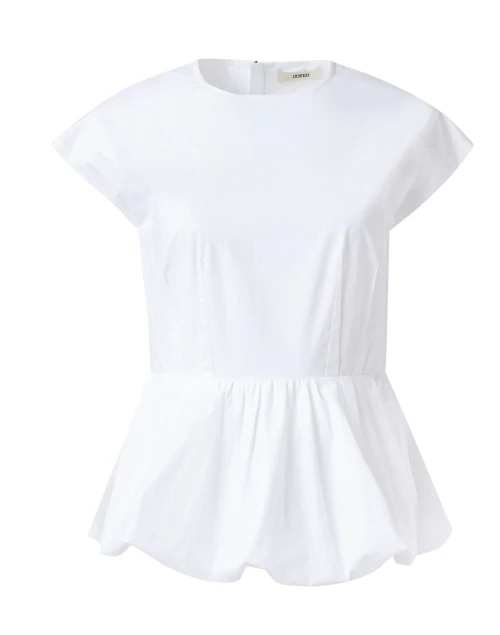 White Cotton Poplin Peplum Top