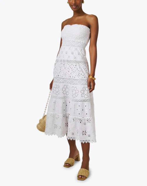 White Embroidered Cotton Eyelet Dress