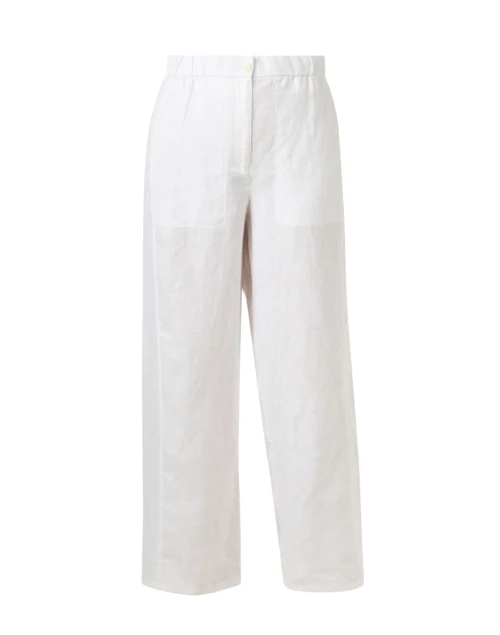 White Linen Wide Leg Ankle Pant