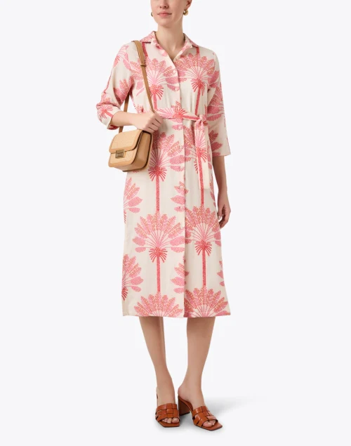 Diana Ivory and Pink Embroidered Shirt Dress