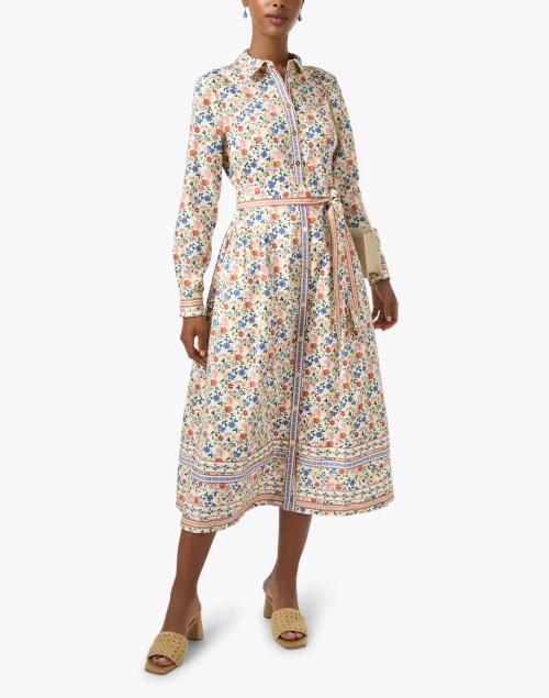 Kaitlyn Ivory Multi Floral Print Shirt Dress