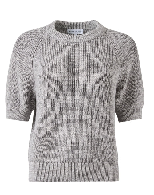 Grey Short Sleeve Cotton Sweater