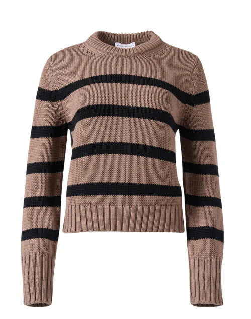 Brown and Black Striped Cotton Sweater