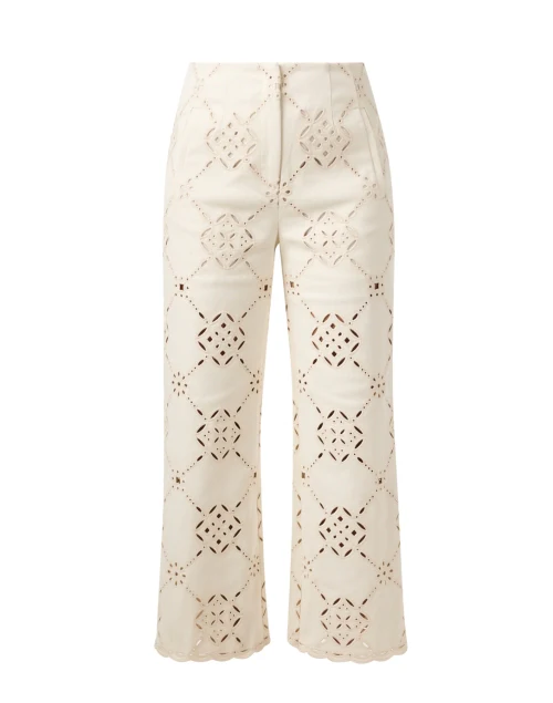 Dova Ivory Floral Cutout Wide Leg Pant