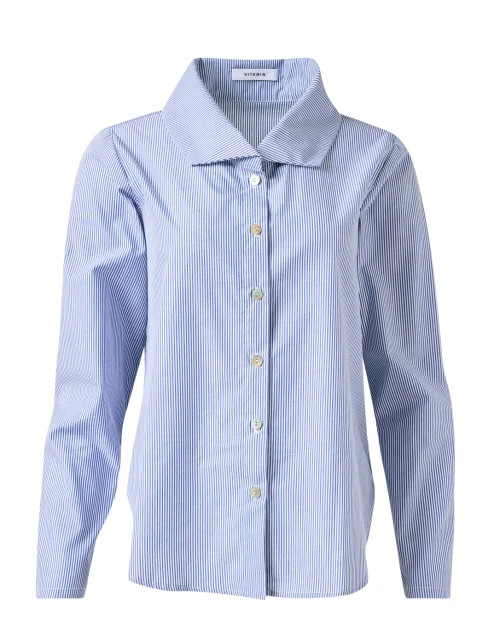 Blue and White Striped Cotton Shirt
