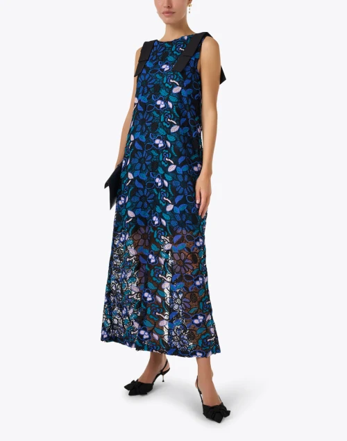 Michelle Blue Multi Floral Lace Dress