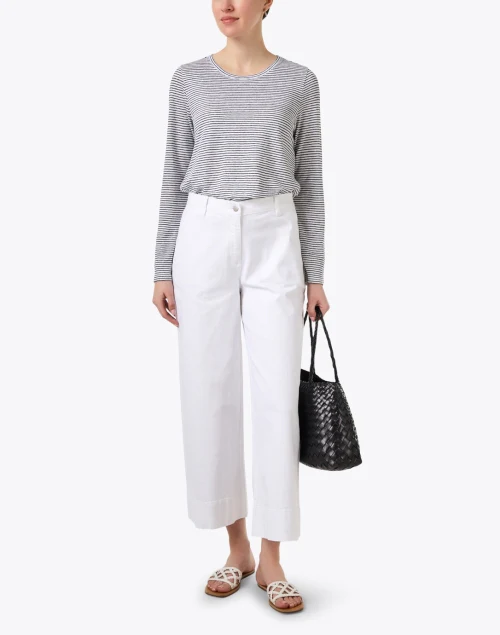 White and Black Striped Top