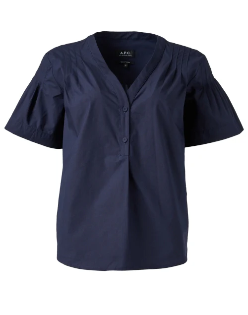 Ambre Navy Cotton Blouse