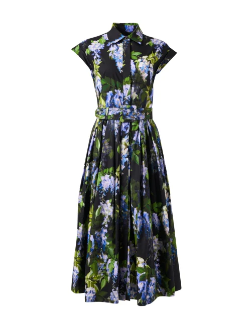 Octavia Black Floral Print Cotton Shirt Dress