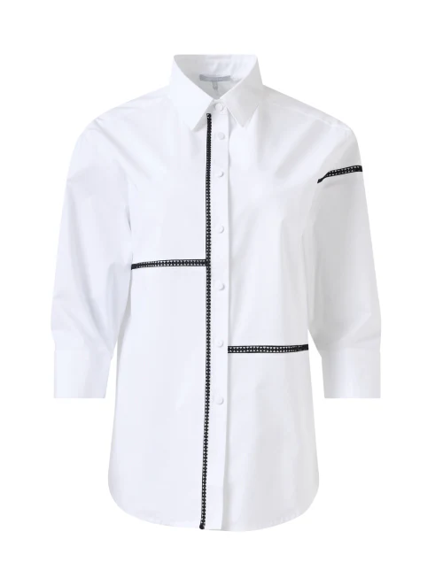 Halsey White Contrast Trim Top
