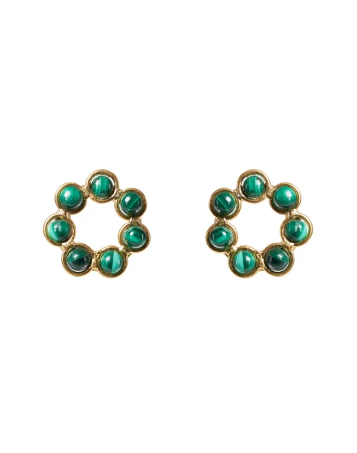 Daisy Green Malachite Circle Stud Earrings
