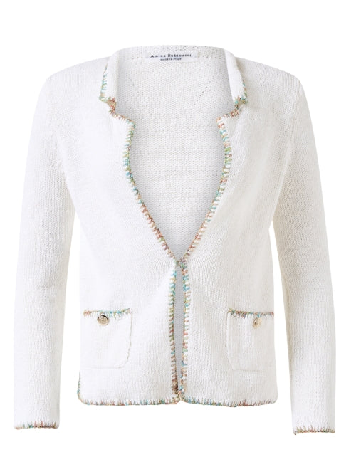 Sabrina White Multi Stitch Cardigan