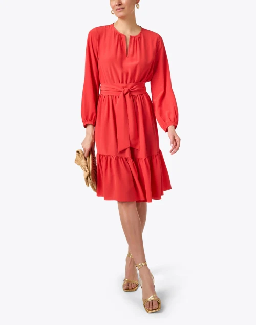 Pauline Coral Print Silk Dress