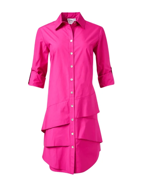 Jenna Pink Cotton Tiered Shirt Dress