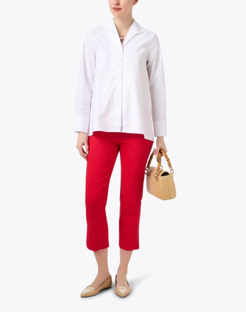 Red Stretch Cropped Pant