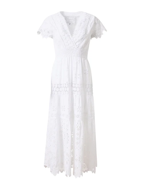 White Embroidered Cotton Eyelet Dress