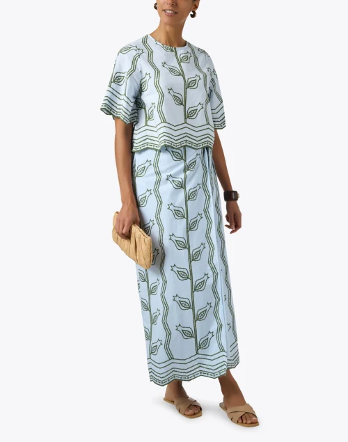 Sammi Blue and Green Print Wrap Skirt