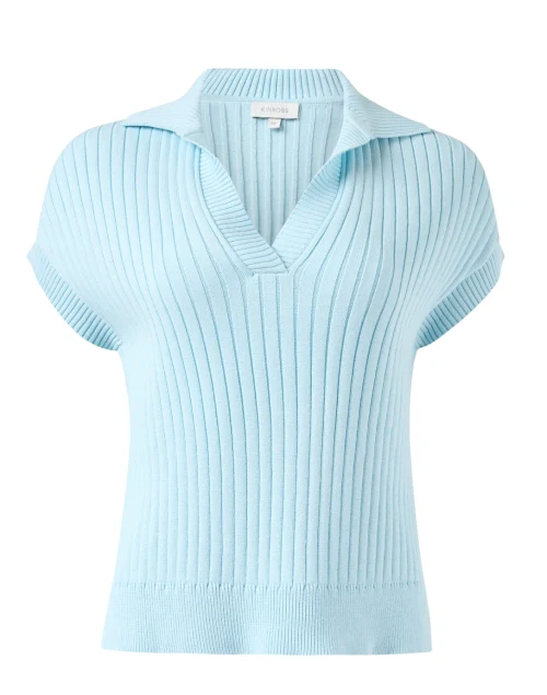 Opal Blue Cotton Polo Sweater