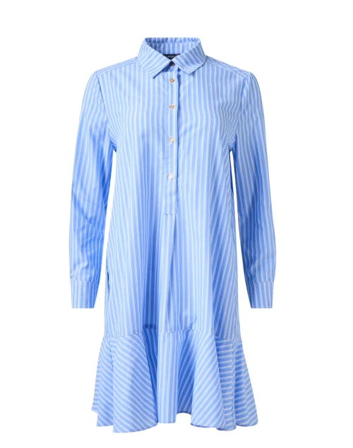 Iris Blue Striped Cotton Shirt Dress