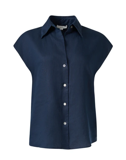 Navy Linen Blouse