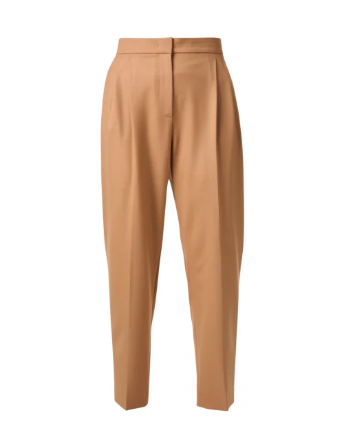 Brown Wool Blend Pleated Pant