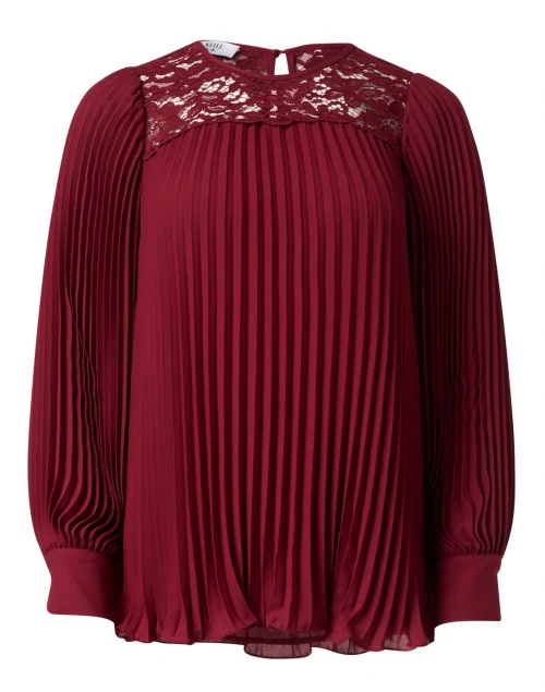 Bordeaux Pleated Lace Blouse