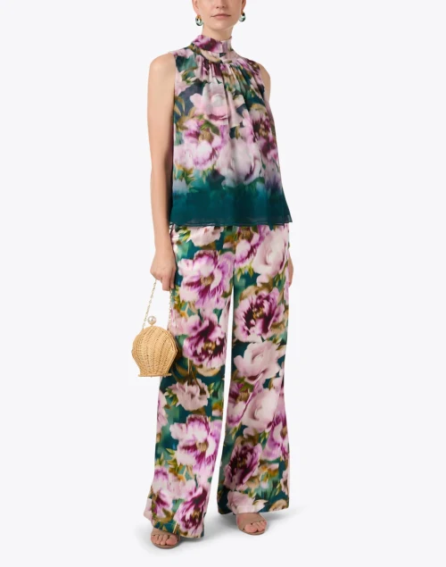 Marta Multi Floral Silk Wide Leg Pant