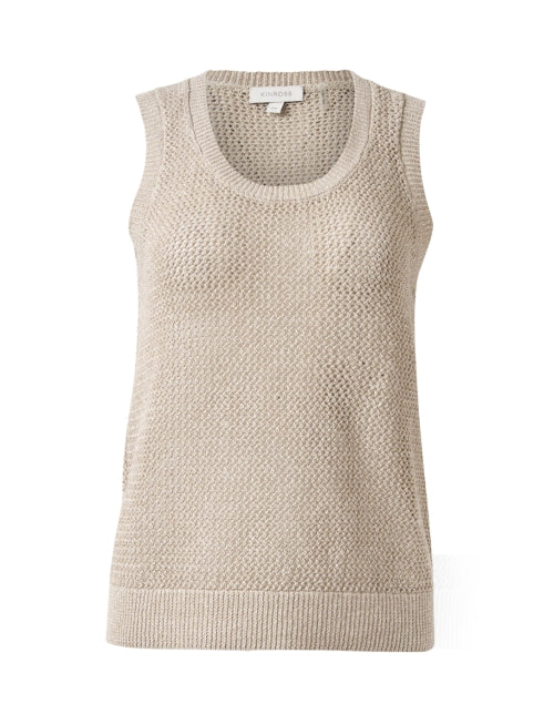 Beige Linen Open Knit Top