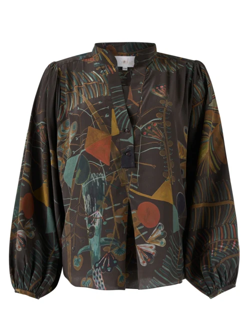 Villamarie Abstract Print Silk Crepe Top