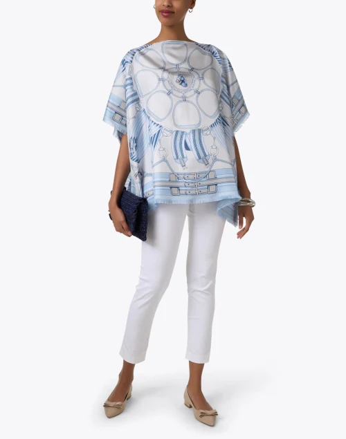 Blue Silk Print Top