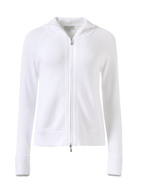 White Cotton Zip Hoodie Jacket