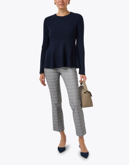 Grey Plaid Pull On Pant