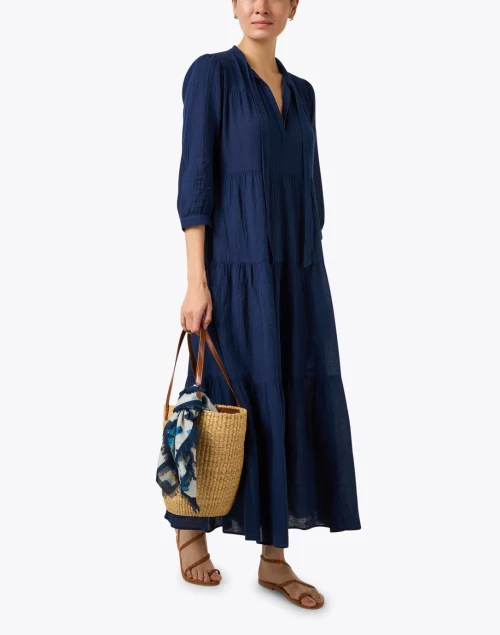 Giselle Navy Cotton Gauze Dress
