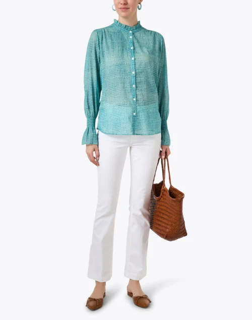 Flounce Turquoise Blouse
