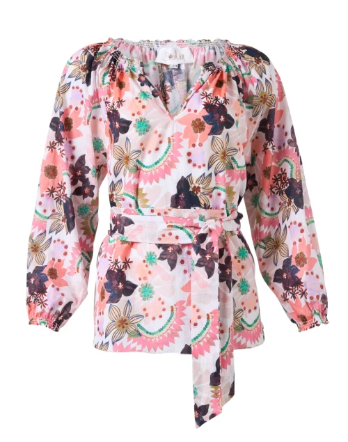 Raquel Pink Multi Print Linen Top