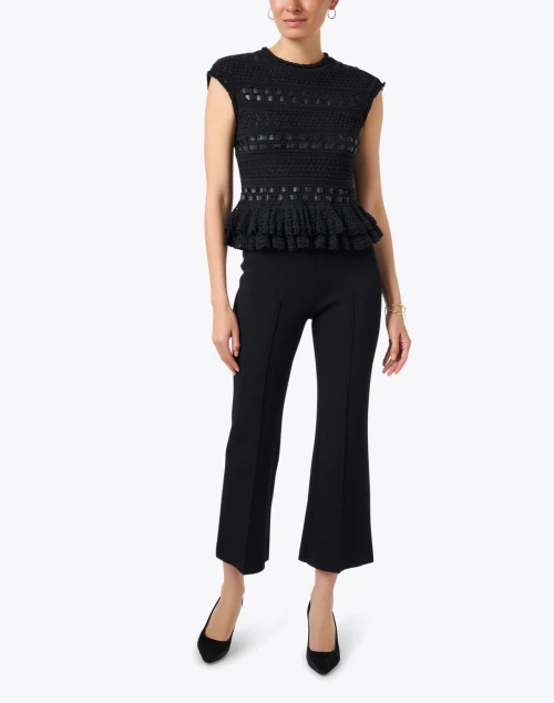Corina Black Crochet Peplum Top