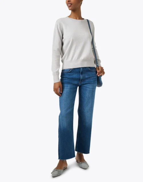 Grey and Beige Embroidered Sweater