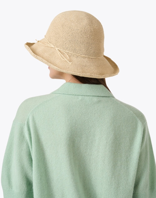 Beige Woven Raffia Hat
