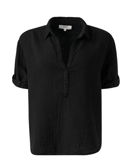 Cruz Black Cotton Gauze Top