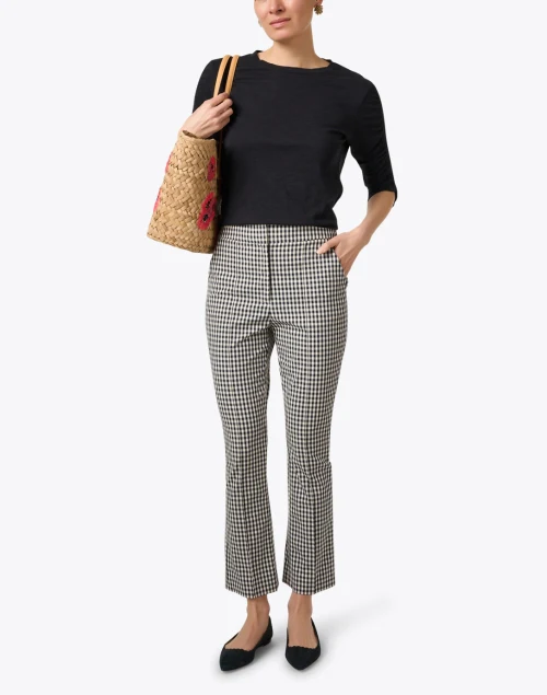 Black Cotton Ruched Sleeve Top