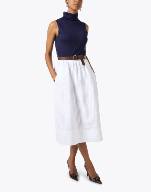 Navy Silk Cashmere Top