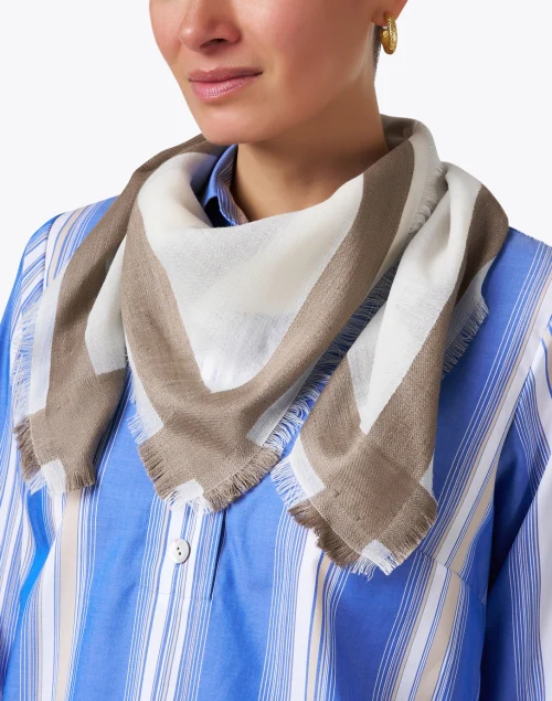 Cream Contrast Border Scarf