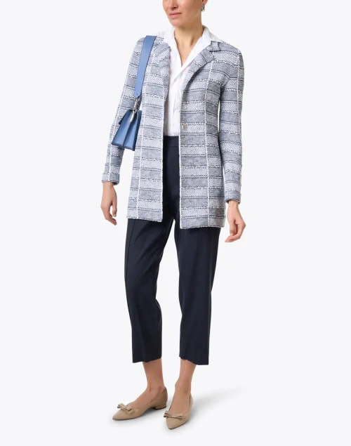 Marina Navy Linen Blend Pull On Pant