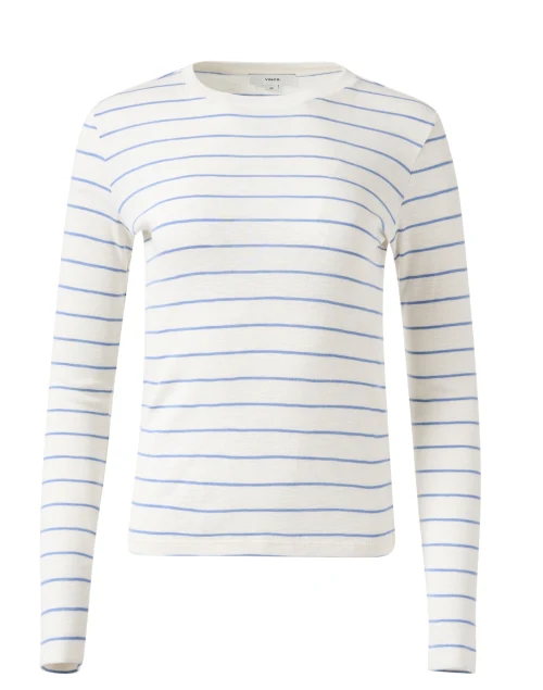 White and Blue Striped Top
