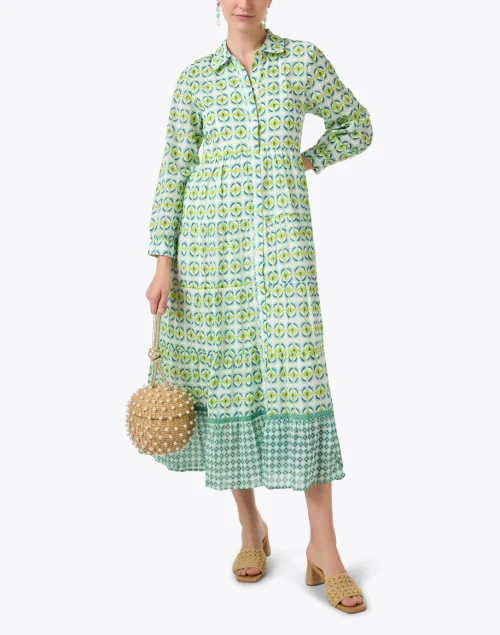 Jinette Green Print Shirt Dress