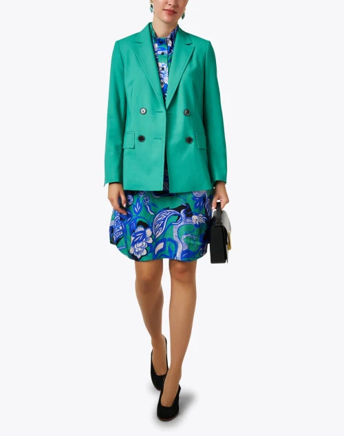 Teal Green Double Breasted Blazer