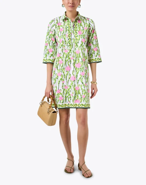 Pink and Green Floral Shirt Dress