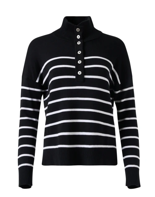Black and White Striped Cotton Sweater