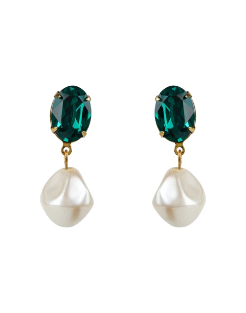 Tunis Green Crystal and Pearl Drop Earrings